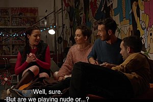 a room with a cock